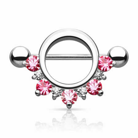 Pierced Nipple Jewelry with Crystal Gemstone Crown 2