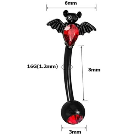 Black Bat Eyebrow Ring