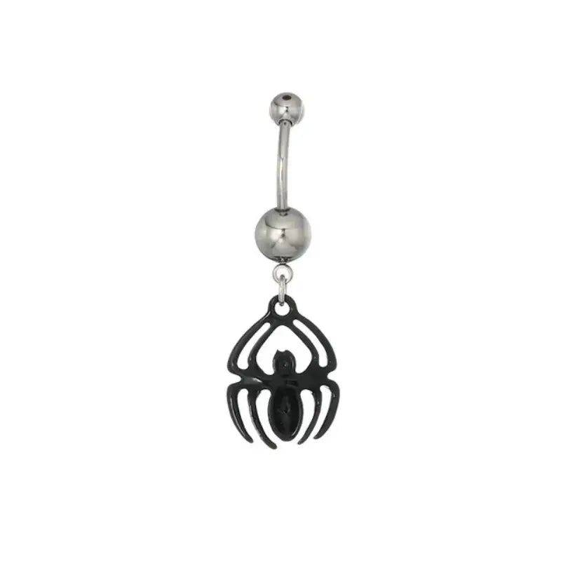 Man 316L Surgical Steel With Red Cz Dangle Charm Navel Rings