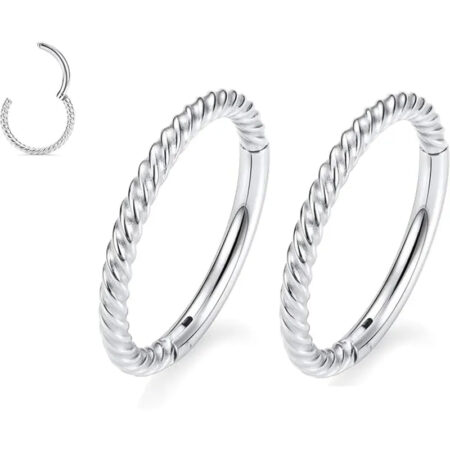 Twisted Silvery Nose Hoops