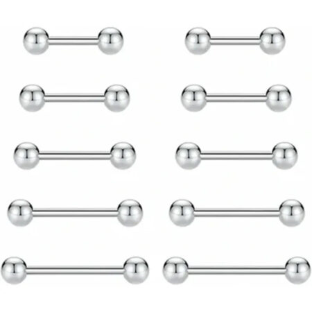14G Nipple Rings for Women 12mm Nipple Piercing Silver Nipple Jewelry 14mm Stainless Steel Nipplerings Tongue Barbell 16mm Straight Nipple Piercing Jewelry 18mm Silver Barbells Piercing Jewelry 20mm
