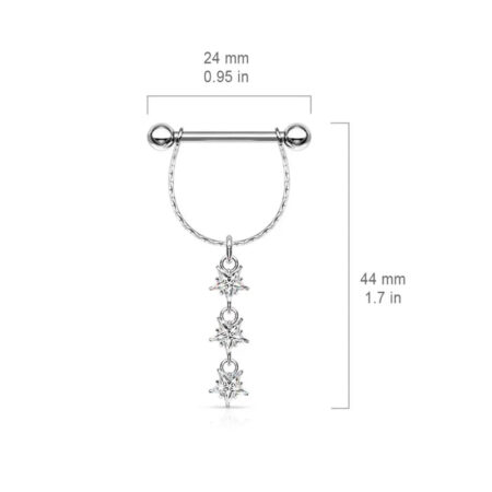 Trio of Dangling Stars Steel cute nipple rings 2