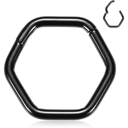 Hexagon Linking Silver Septum Ring Clicker