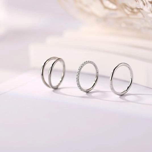 Silver Hoop Piercing Set