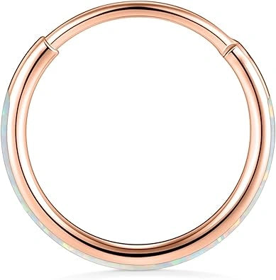 Rose Gold with White Opal Septum Hoop Nose Ring