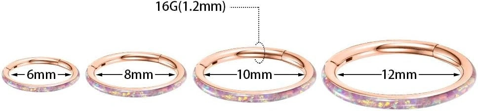 Rose Gold with Pink Opal Septum Hoop Nose Ring