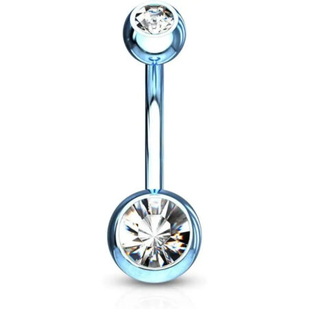 14GA Black Titanium Sapphire Barbell Belly Ring 4