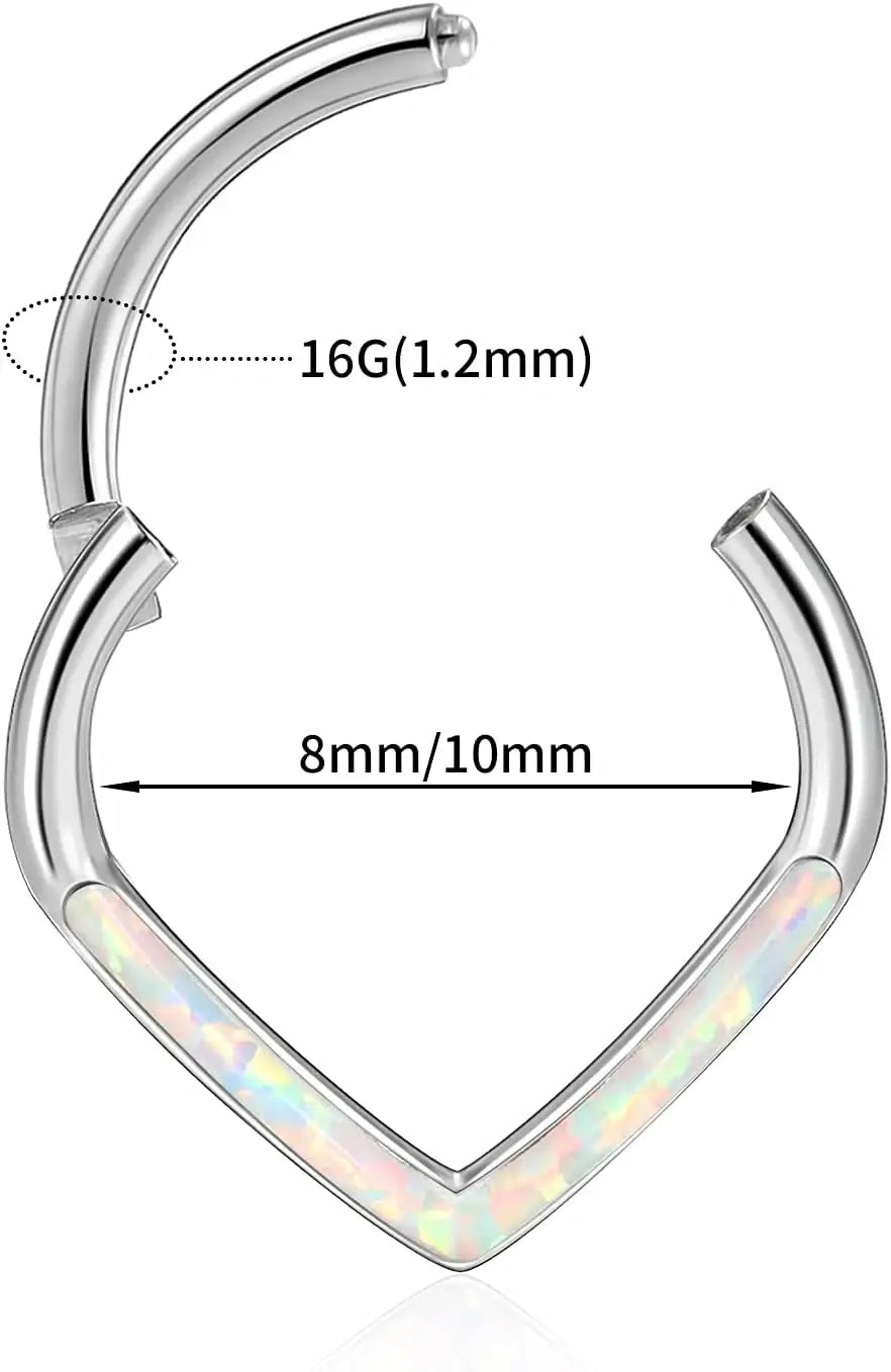 Shiny nose ring earrings with irregular opal 3
