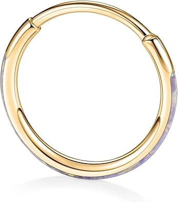 Gold with Purple Opal Septum Hoop Nose Ring