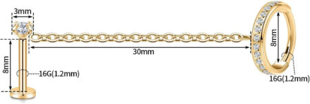 Gold CZ Chain Hoop & Stud Earring