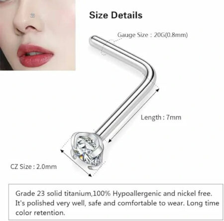 L-Shaped Prong Diamond/CZ/Opal Nose Jewelry Set 2