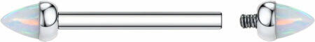 G23 Titanium Silver Nipple Barbell with Conical Opal 2