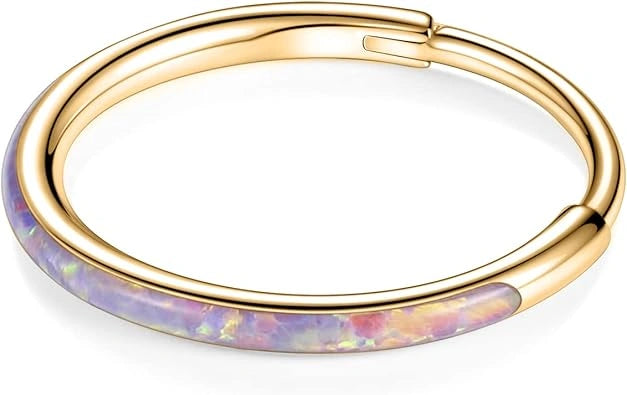 Gold with Purple Opal Septum Hoop Nose Ring
