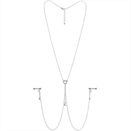 Nipple Chain with Moon & Heart Star Clear Gem Pendant