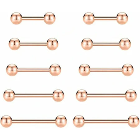 GAGABODY 14G Nipple Piercings 12mm Nipple Rings 14mm Nipple Jewelry 16mm Nipple Rings for Women 18mm Surgical Steel Screw Nipplerings Tongue Barbell Rose Gold 20mm Barbells Piercing Jewelry