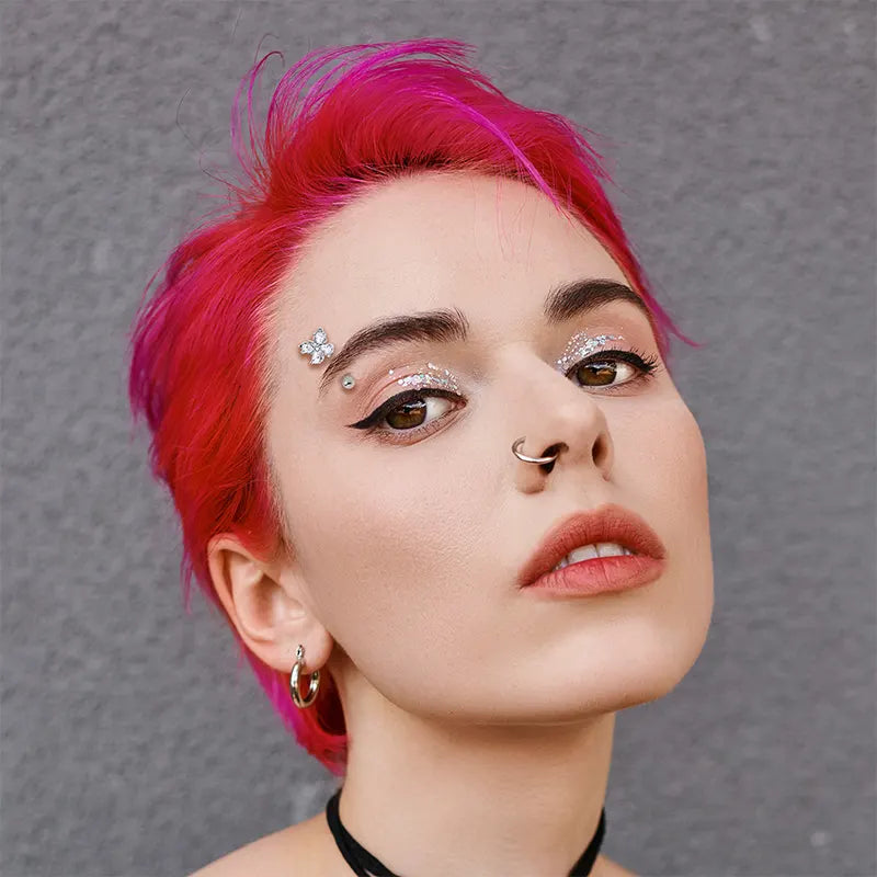 16G 5/16" Crystal Elegance Butterfly Curved Eyebrow Ring