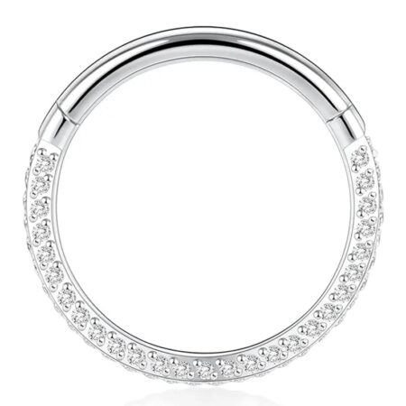 16G Silver Surgical Steel Band CZ Hoop Cartilage Earrings