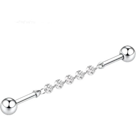 G23 Industrial Pole Chain 1.6*38*5*5 Silver White Zircon