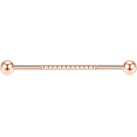 14G Rose Gold Pyramid Industrial Barbell for Cartilage