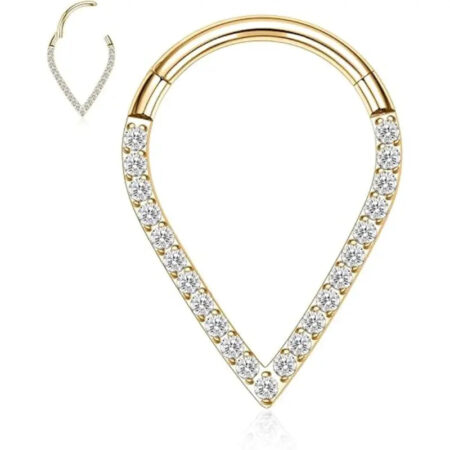 Gold Water Droplet CZ Septum Clicker Ring