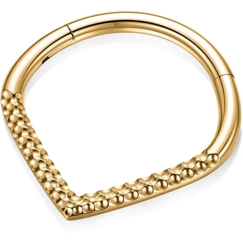 Hammered Gold Water Droplet Septum Ring