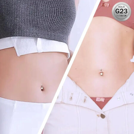 23G pure titanium belly button ring simple star design 1