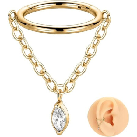 Septum Ring with CZ Chain