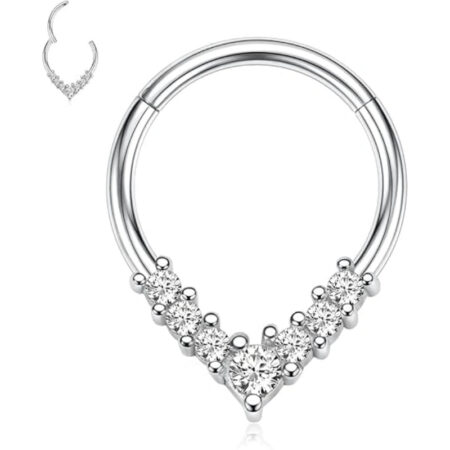 Water Droplets CZ Prong Septum Clicker