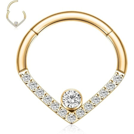 Gold Water Droplet CZ Septum Ring