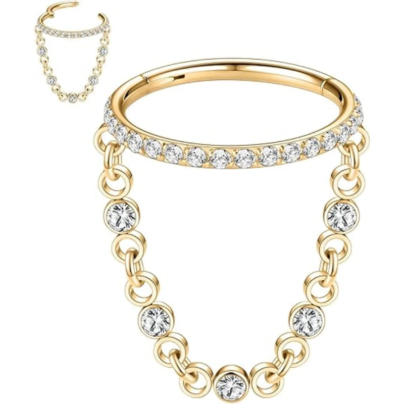 Gold Side CZ Septum Ring