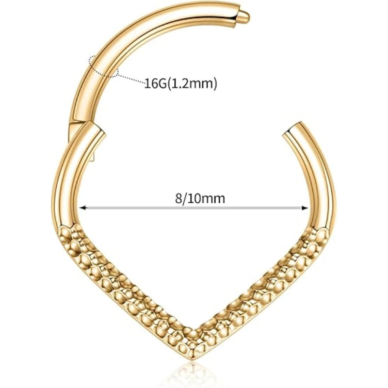 Hammered Gold Water Droplet Septum Ring