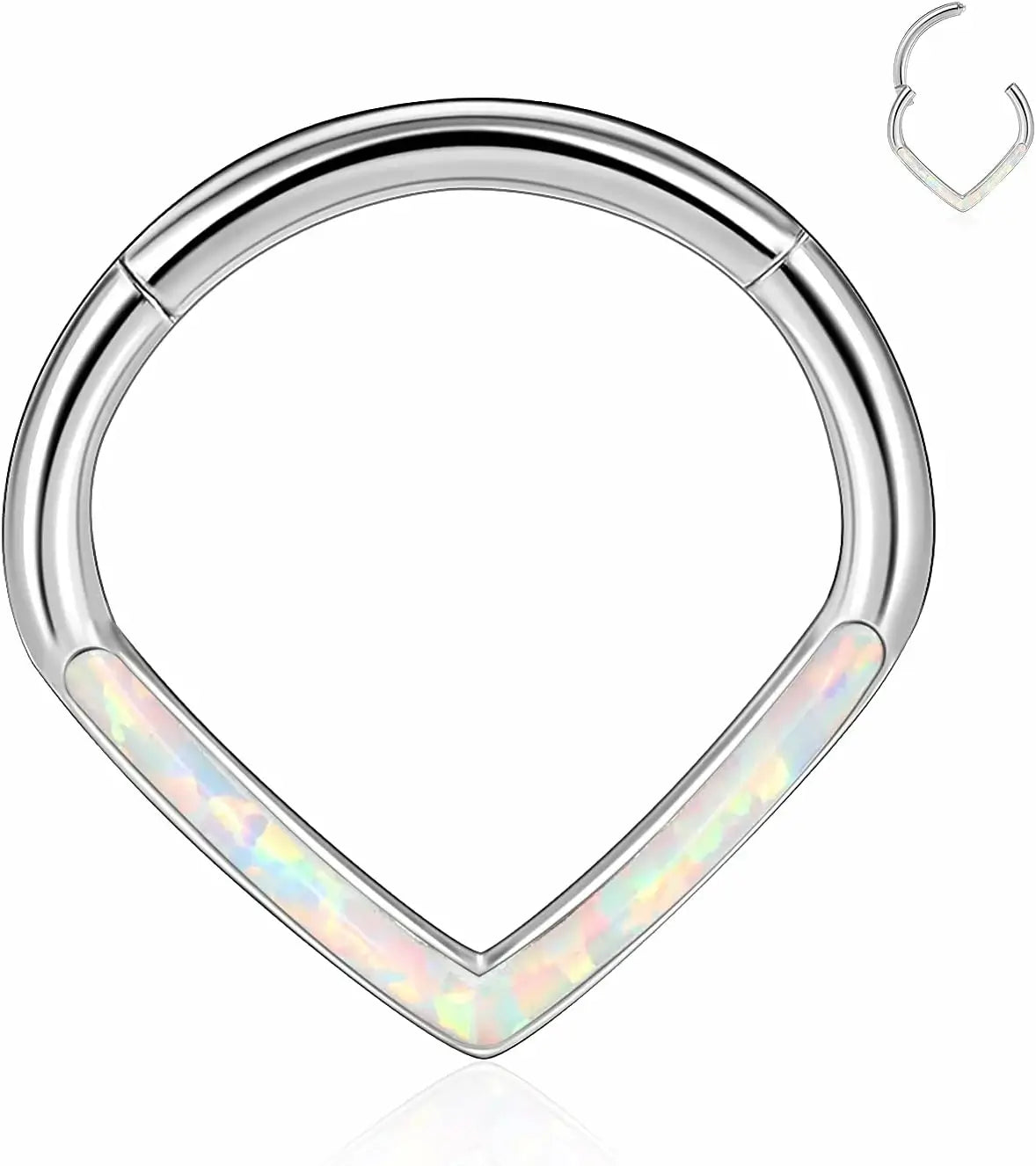 Shiny nose ring earrings with irregular opal 2