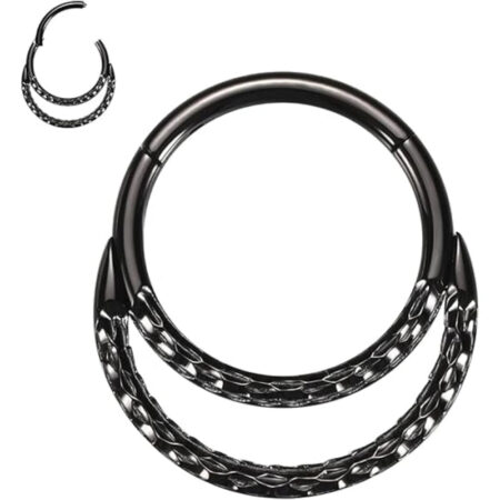 Sleek Hinged Double Hoop Piercing Ring 