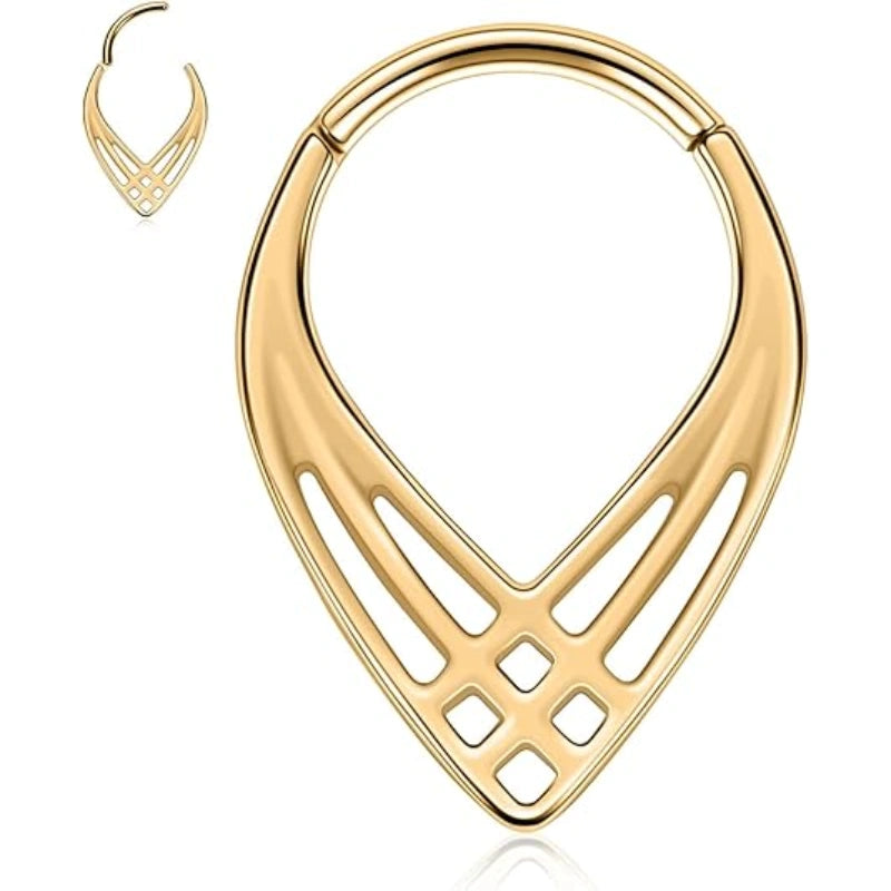 Water Droplets Hollow Septum Ring Clicker
