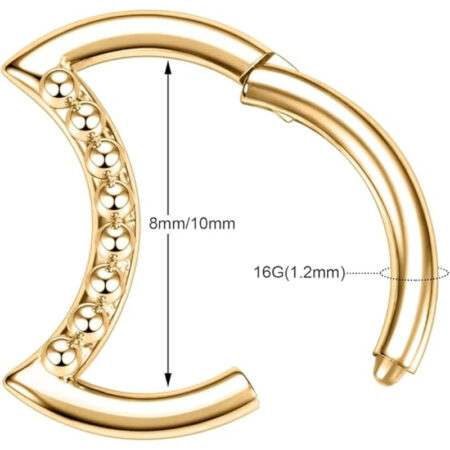 Gold Moon and Bead Septum Ring Clicker