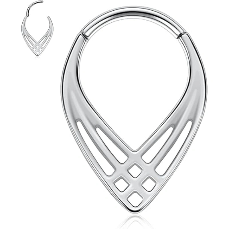 Water Droplets Hollow Septum Ring Clicker