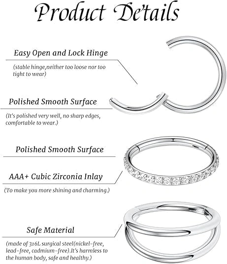 Silver Hoop Piercing Set