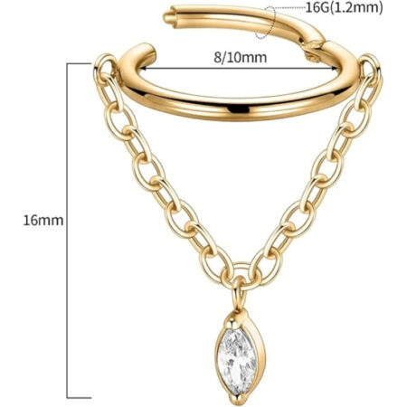 Septum Ring with CZ Chain