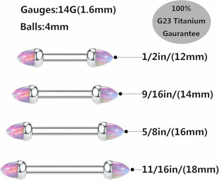 Titanium Nipple Ring Barbell Size Chart