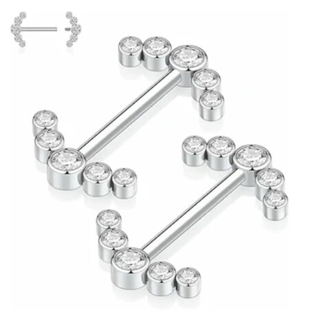 14G Titanium Shiny Cute Round CZ Nipple Barbell