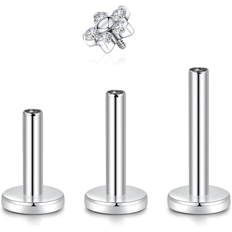 G23/Zircon Flower Head+1.2*6/8/10/Base/Silver