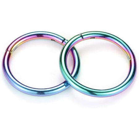 Rainbow Hinged 12mm Thick Piercing Ring in Medical Steel 2