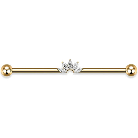 316L Five Horse Eyes White Zircon Gold Industrial Rod 1.6*38*5*5