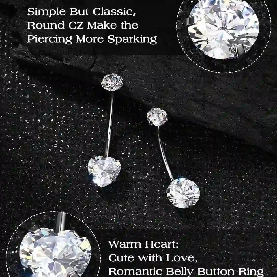 Dangle Belly Button Ring 14G Titanium CZ Internally Threaded 7