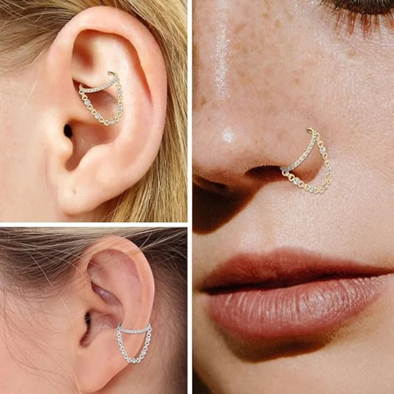 Gold Side CZ Septum Ring