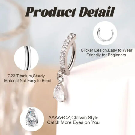Hypoallergenic 14G Titanium Belly Button Clicker Ring 1