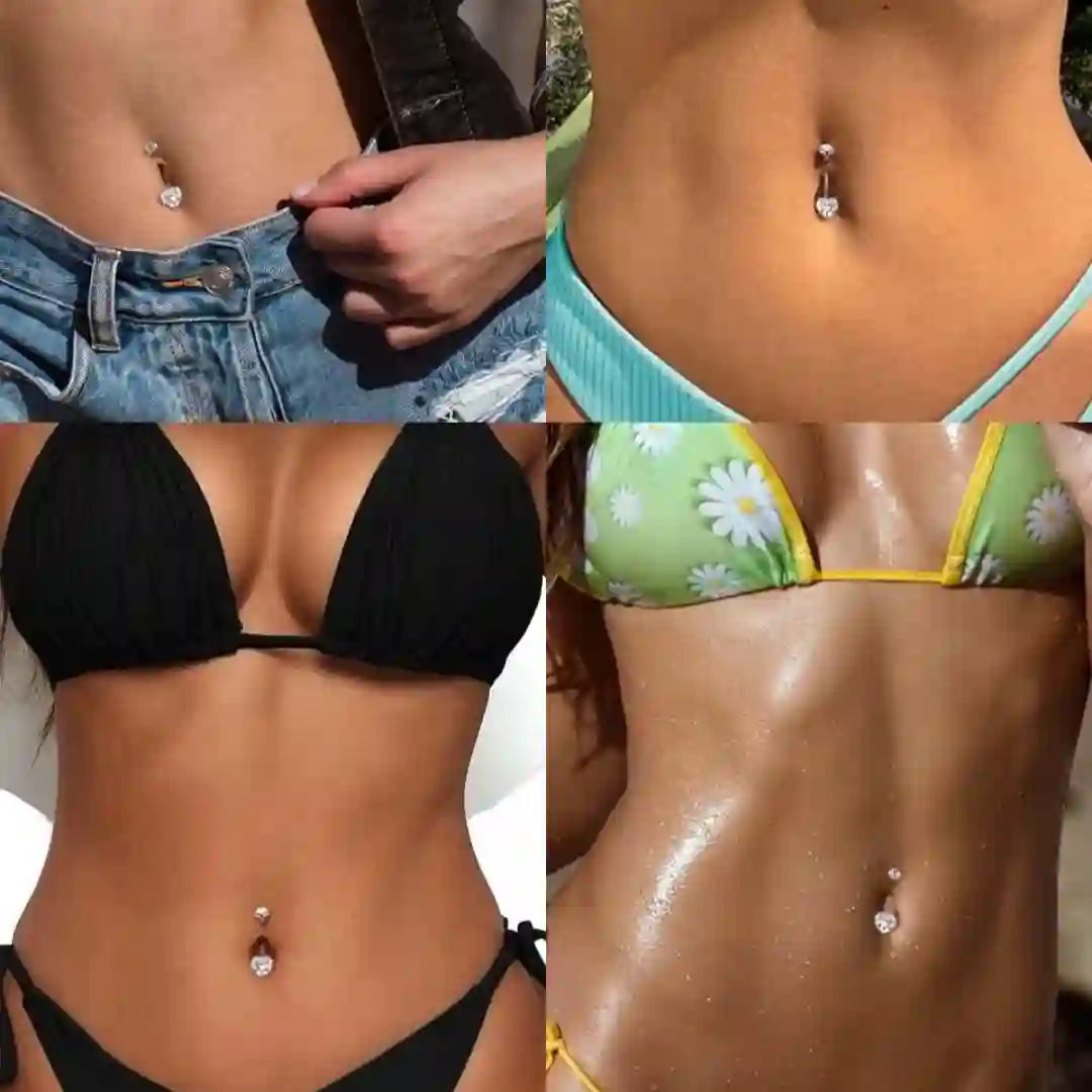 Dangle Belly Button Ring 14G Titanium CZ Internally Threaded 3