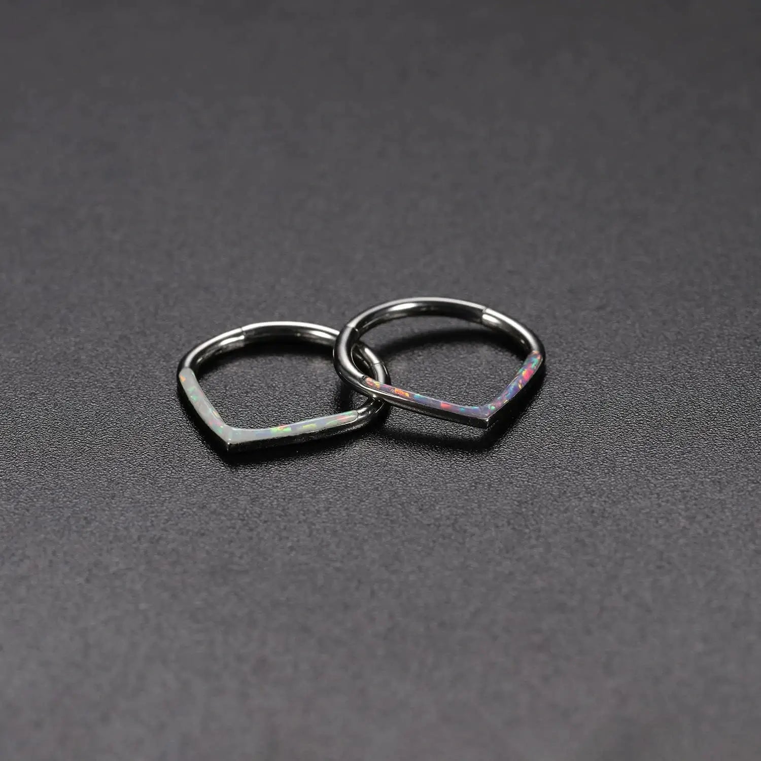 Shiny nose ring earrings with irregular opal 4