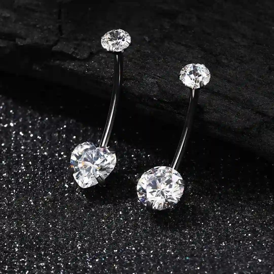 Dangle Belly Button Ring 14G Titanium CZ Internally Threaded 3
