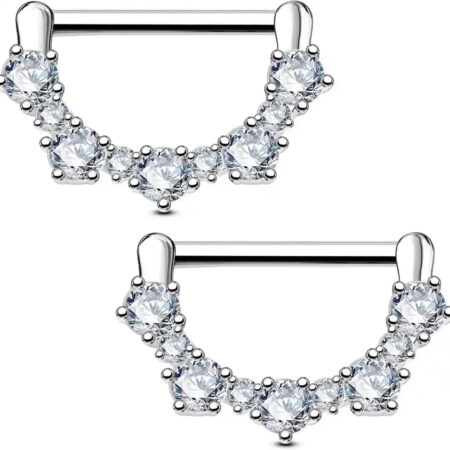 2pcs 14G Cap Nipple Rings in 316 Medical Steel